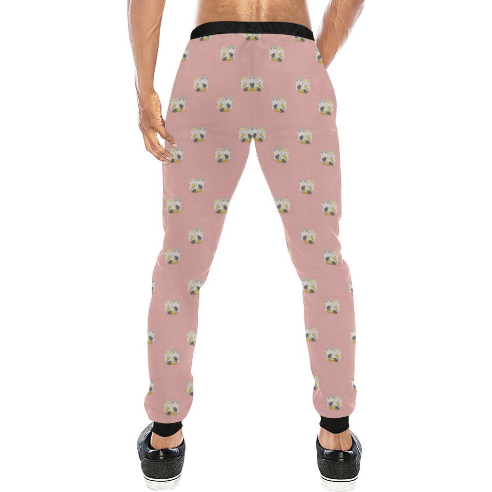 Cute hamster cheese pattern pink background Unisex Casual Sweatpants
