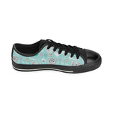 Cute koalas blue background pattern Men's Low Top Canvas Shoes Black