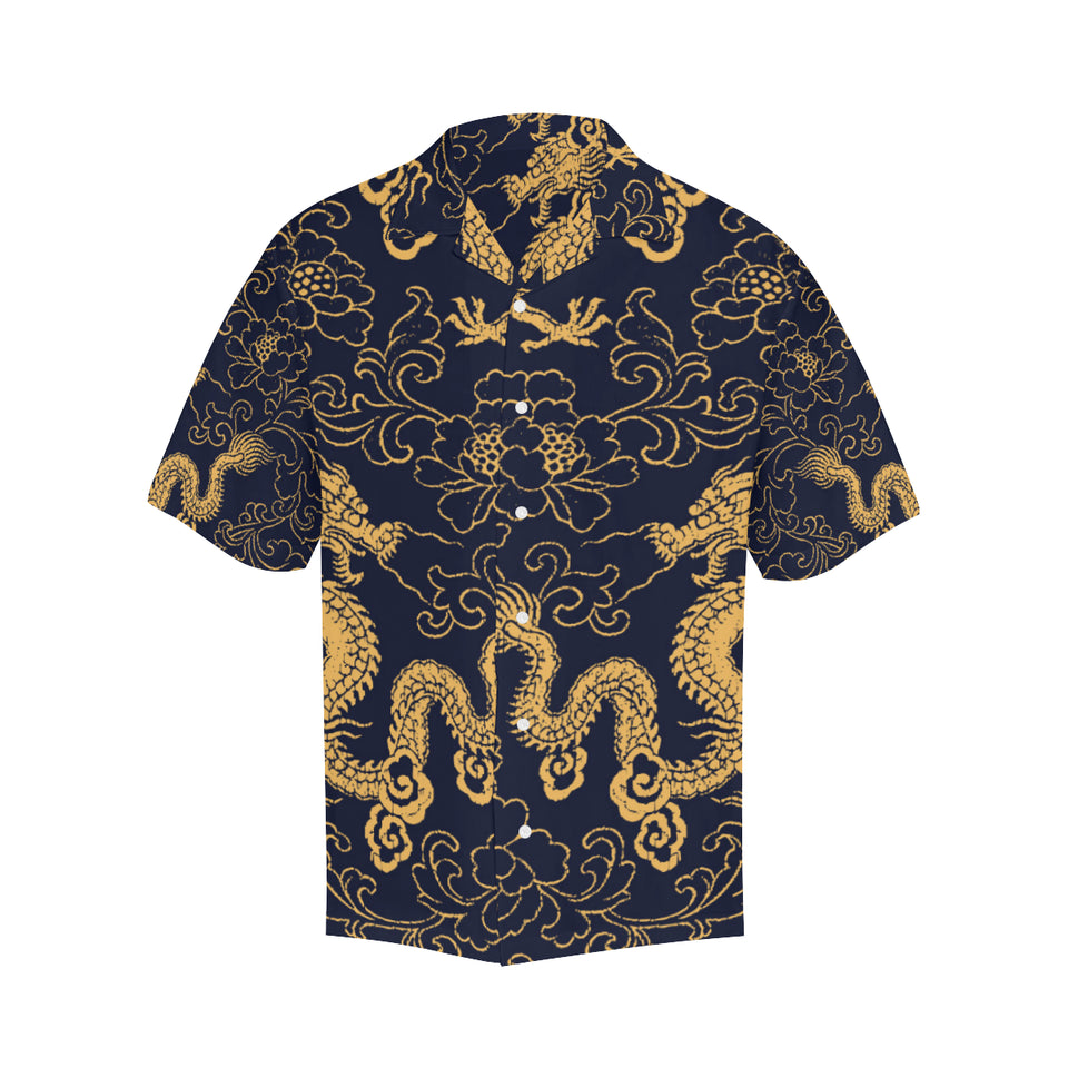 Gold dragon pattern Men's All Over Print Hawaiian Shirt