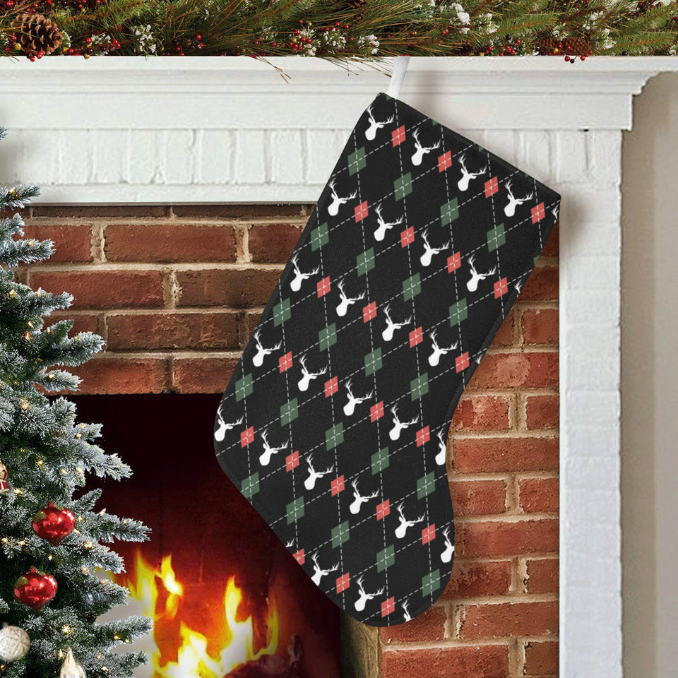 Deer Christmas new year pattern argyle Christmas Stocking