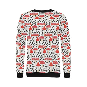 Red mushroom dot pattern Women's Crew Neck Sweatshirt