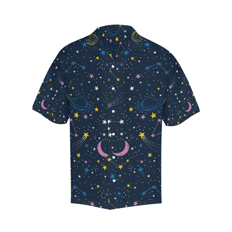 space pattern with planets, comets, constellations Men's All Over Print Hawaiian Shirt
