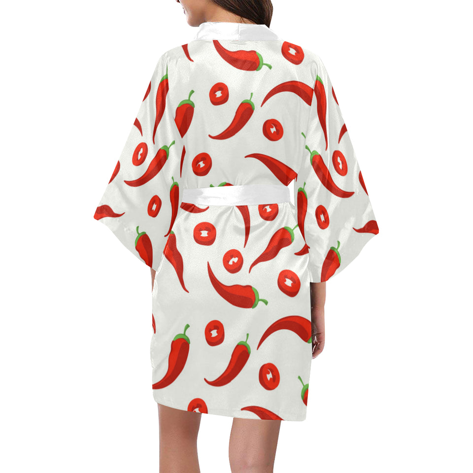Chili pattern Women's Short Kimono Robe