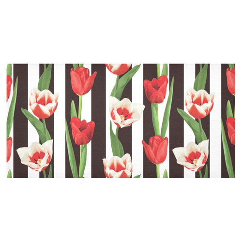 red and white tulips pattern Tablecloth