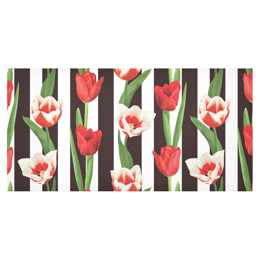 red and white tulips pattern Tablecloth