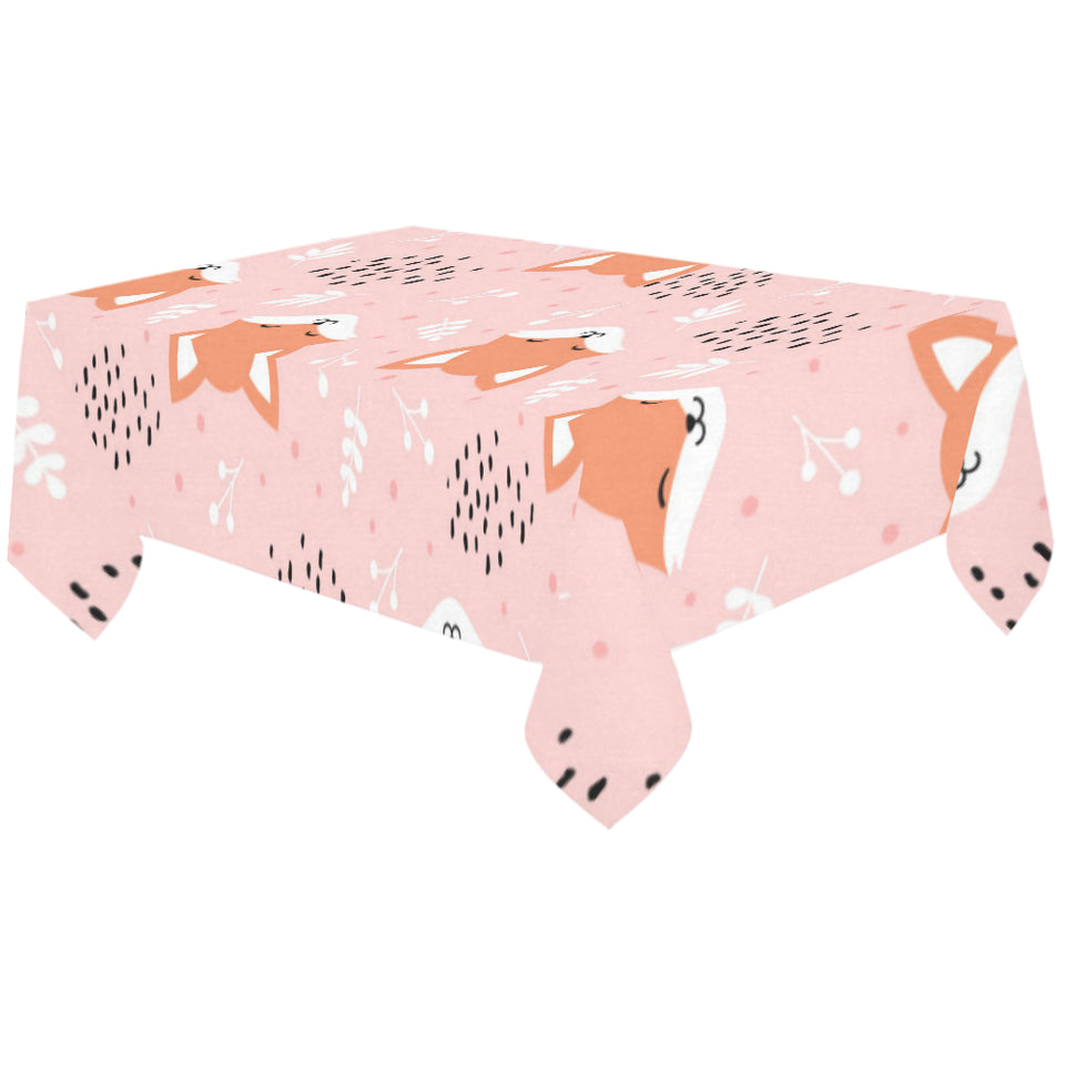 Cute fox pattern pink background Tablecloth