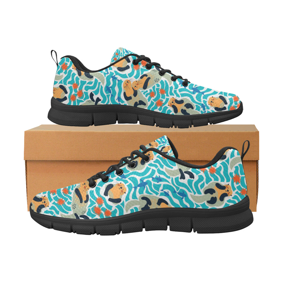 Cute sea otters fishe sea urchin pattern Women's Sneaker Shoes