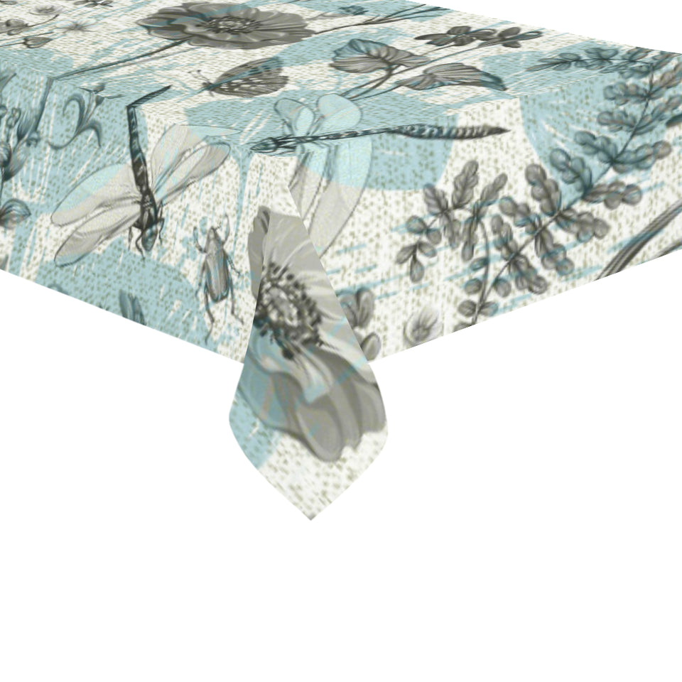 Dragonfly Butterfly Plants insect flower vintage s Tablecloth