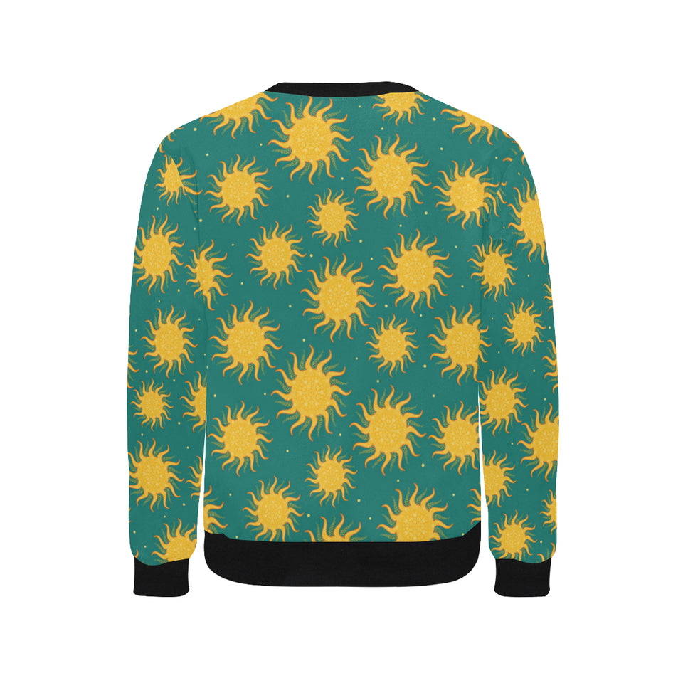 Sun green background Men's Crew Neck Sweatshirt