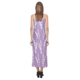 Lavender flowers purple pattern V-Neck Open Fork Long Dress