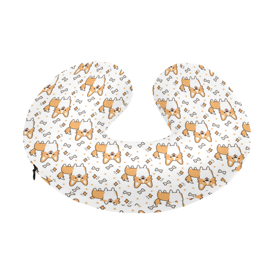 Cute corgi heart star bone pattern U-Shaped Travel Neck Pillow