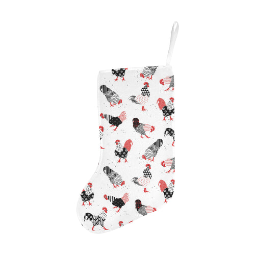 Cool rooster chicken cock floral ornament backgrou Christmas Stocking
