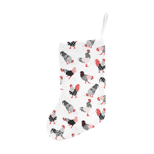 Cool rooster chicken cock floral ornament backgrou Christmas Stocking