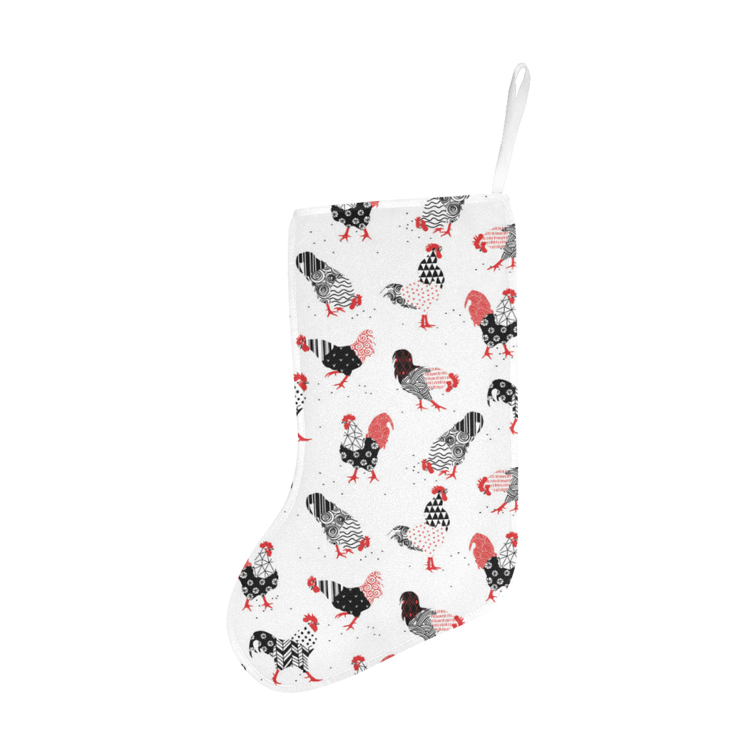 Cool rooster chicken cock floral ornament backgrou Christmas Stocking