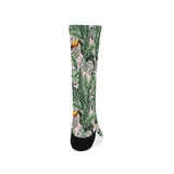Toucan tropical green jungle palm pattern Crew Socks