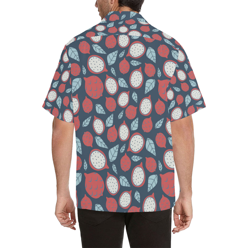 dragon fruits dark blue background Men's All Over Print Hawaiian Shirt