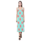 Grapefruit green background V-Neck Open Fork Long Dress