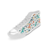 Cute Crocodile Pattern Men's High Top Canvas Shoes White