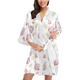 Garlic pattern Women's Short Kimono Robe