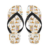 Cute dog corgi striped background pattern Unisex Flip Flops