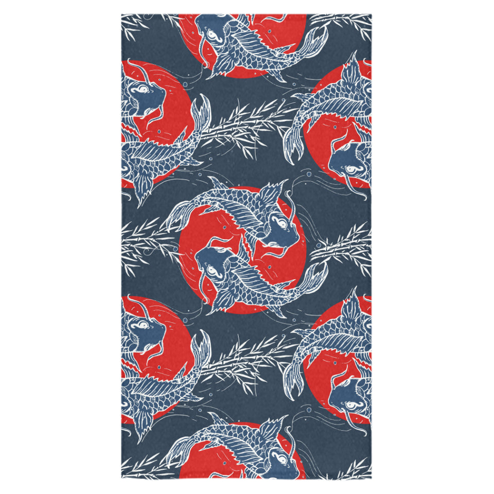 Koi Fish Carp Fishs hand drawn japanese art Bath Towel