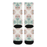 Square floral indian flower pattern Crew Socks