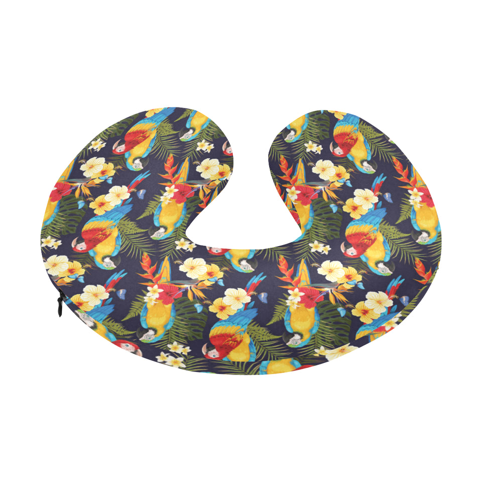 Colorful parrot flower pattern U-Shaped Travel Neck Pillow
