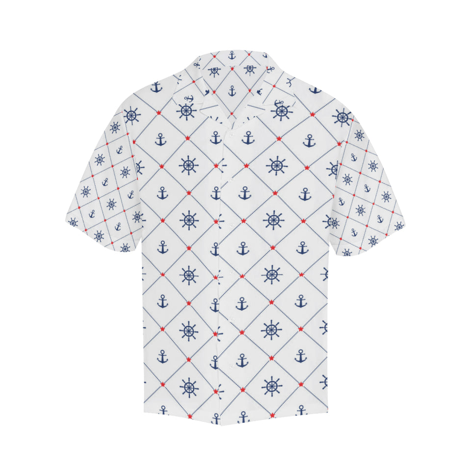 Anchor rudder nautical design pattern Men's All Over Print Hawaiian Shirt