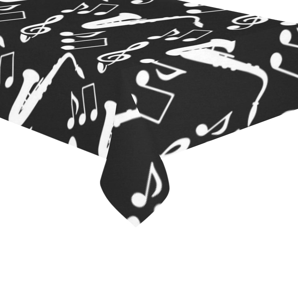 Saxophone music notes treble clef black white them Tablecloth