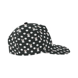 Cute white rabbit polka dots black background All Over Print Snapback Cap