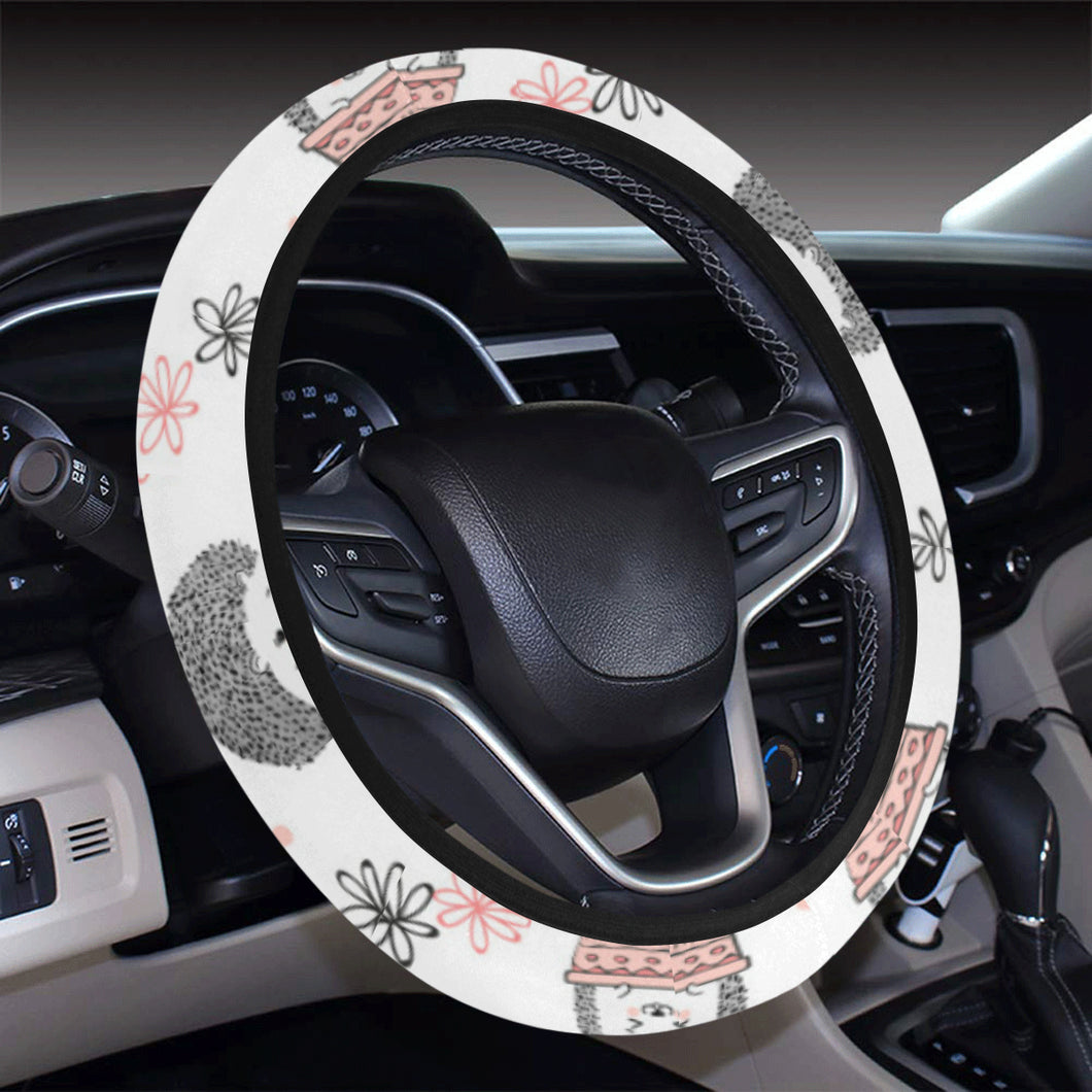 Hedgehog Pattern Print Design 02 Car Steering Wheel Cover