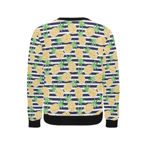 Pineapples pattern striped background Men's Crew Neck Sweatshirt