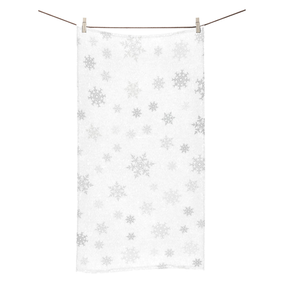 Snowflake pattern white background Bath Towel