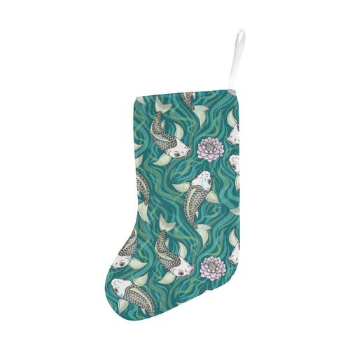 Koi Fish Carp Fish lotus pattern Christmas Stocking