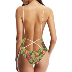 Cool Geometric lime pattern Women's One-Piece Swimsuit