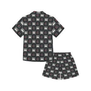 Piano Pattern Print Design 05 Kids' Boys' Girls' V-Neck Short Pajama Set