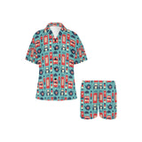 British Pattern Print Design 04 Women's V-Neck Short Pajama Set