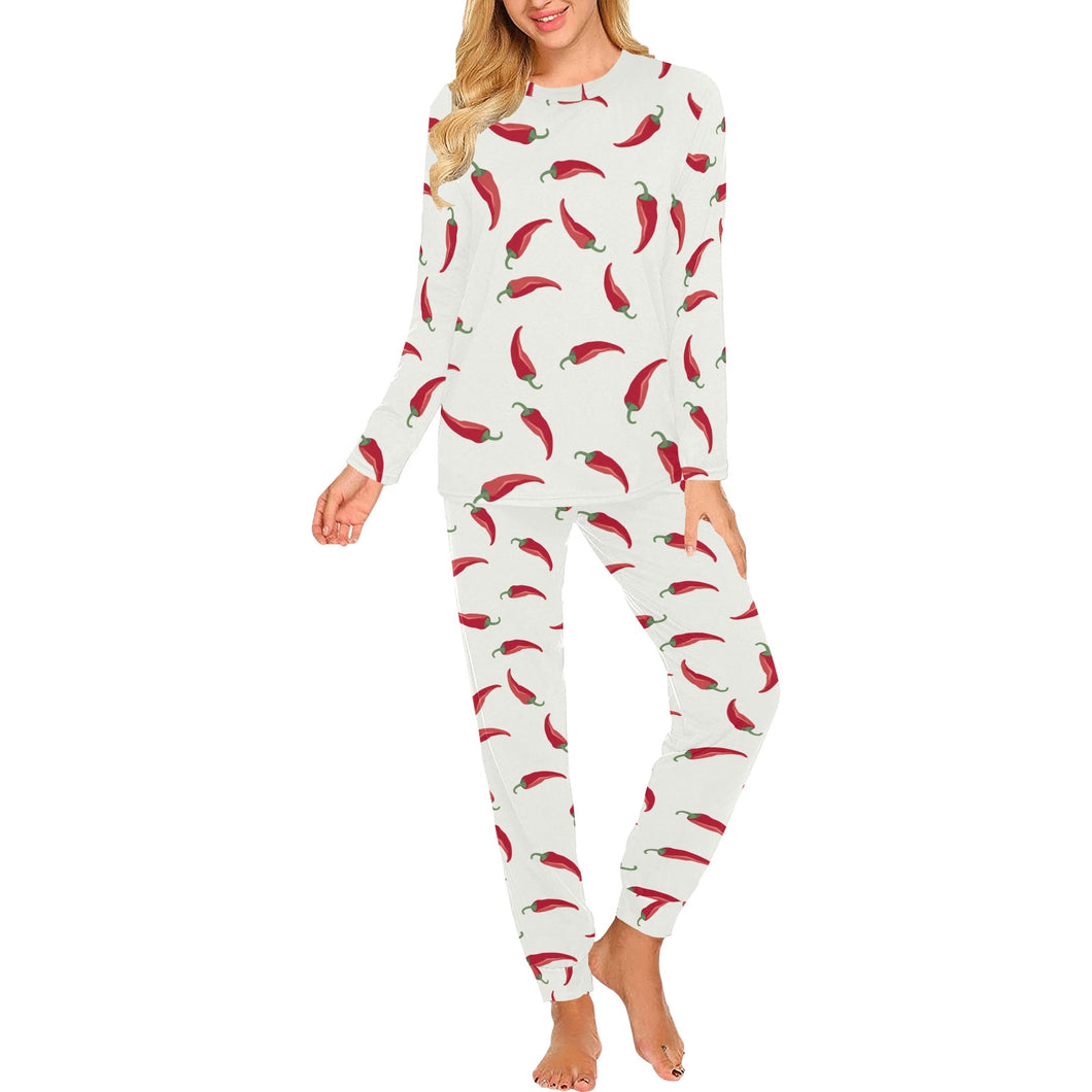 Chili peppers pattern Women's All Over Print Pajama Set