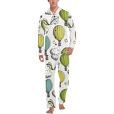 Hot Air Balloon Bird Cloud Pattern Men's Long Pajama Set