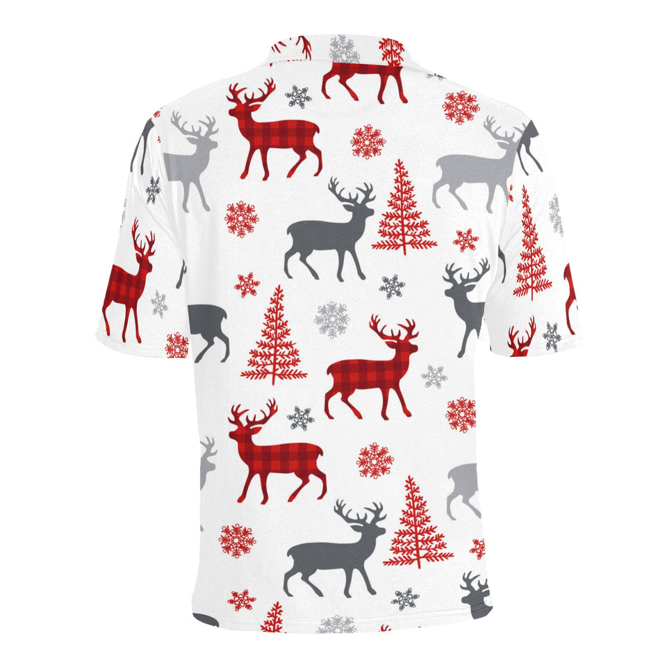 Deer tree snowflakes chrismas pattern Men's All Over Print Polo Shirt