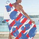 American football ball star stripes pattern Beach Towel