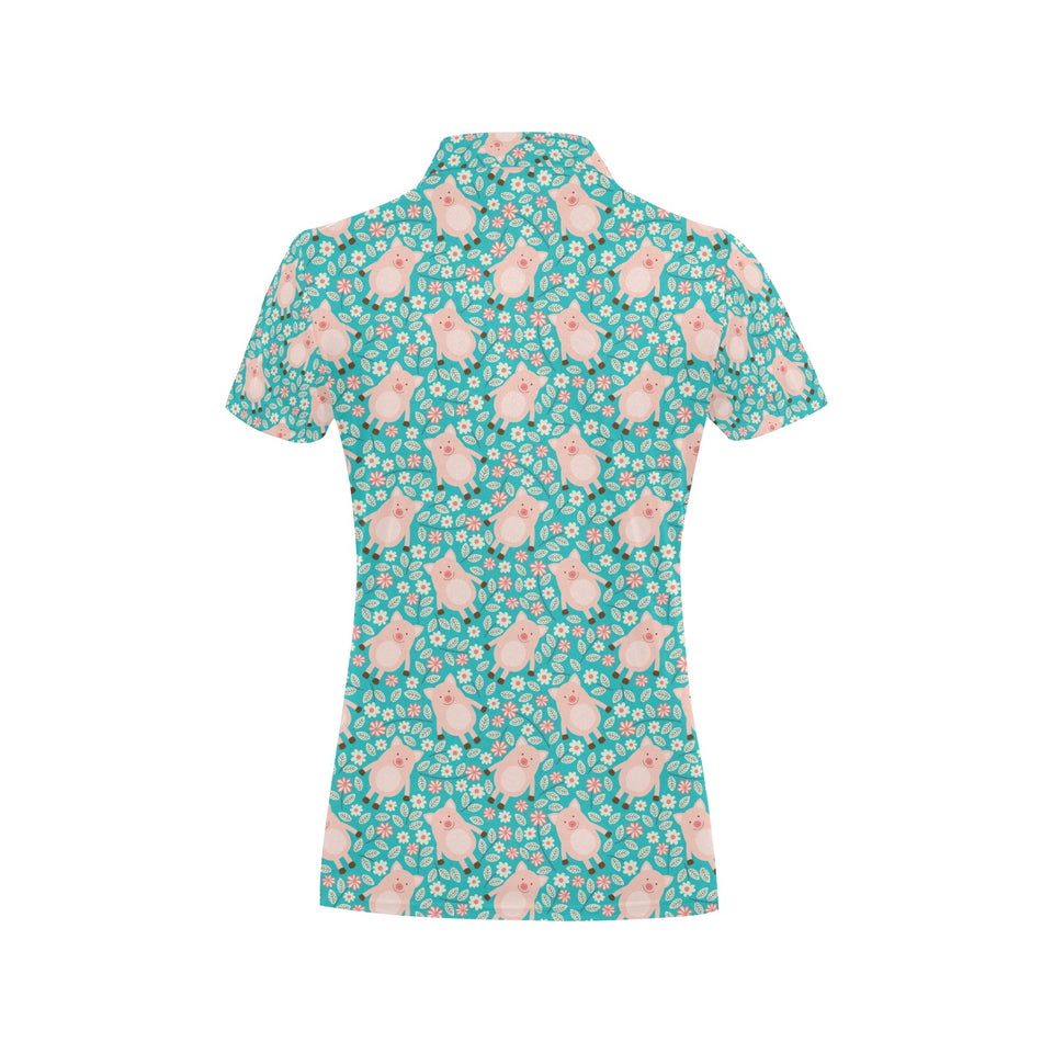 Pig Pattern Print Design 01 Women's All Over Print Polo Shirt