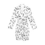 Pigeon Pattern Print Design 05 Women's Long Sleeve Belted Night Robe