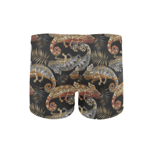 Chameleon lizard tropical leaves palm tree Men's Swimming Trunks