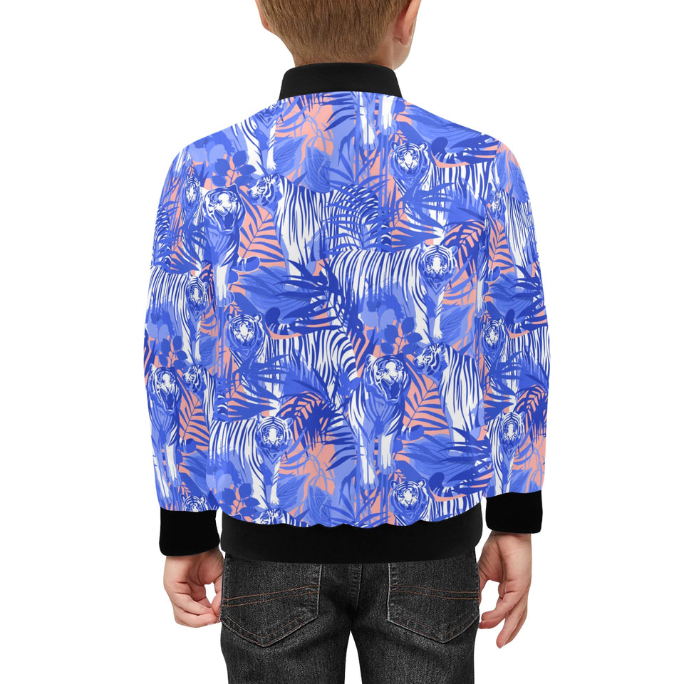 white bengal tigers pattern Kids' Boys' Girls' Bomber Jacket