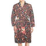 fox leaves mushroom pattern Men's Long Sleeve Belted Night Robe