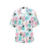 Toucan tropical flower leave pattern Women's All Over Print Hawaiian Shirt