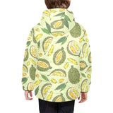 Durian leaves pattern background Kids' Boys' Girls' Padded Hooded Jacket