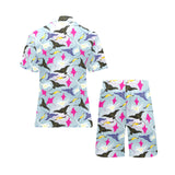 Stingray Pattern Print Design 01 Men's V-Neck Short Pajama Set