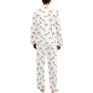 Jack Russel Pattern Print Design 04 Men's Long Pajama Set
